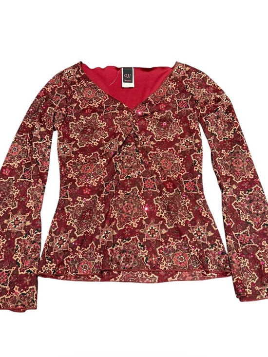 Vintage Tops - Y2K Vintage size medium blouse top lace red burgundy sequin 90s